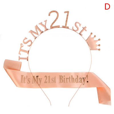 1 Σετ It Is My 13 16 18 21 30 40 50 60 70 80 Birthday Party Satin Sash Crown Tiara Headband Happy Birthday Προμήθειες