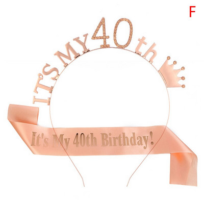 1 Σετ It Is My 13 16 18 21 30 40 50 60 70 80 Birthday Party Satin Sash Crown Tiara Headband Happy Birthday Προμήθειες