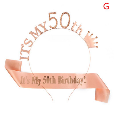 1 Σετ It Is My 13 16 18 21 30 40 50 60 70 80 Birthday Party Satin Sash Crown Tiara Headband Happy Birthday Προμήθειες