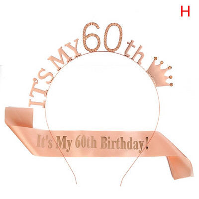 1 Σετ It Is My 13 16 18 21 30 40 50 60 70 80 Birthday Party Satin Sash Crown Tiara Headband Happy Birthday Προμήθειες