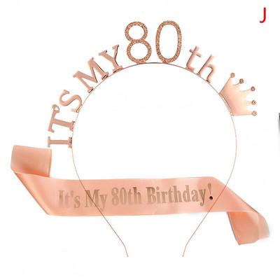 1 Σετ It Is My 13 16 18 21 30 40 50 60 70 80 Birthday Party Satin Sash Crown Tiara Headband Happy Birthday Προμήθειες