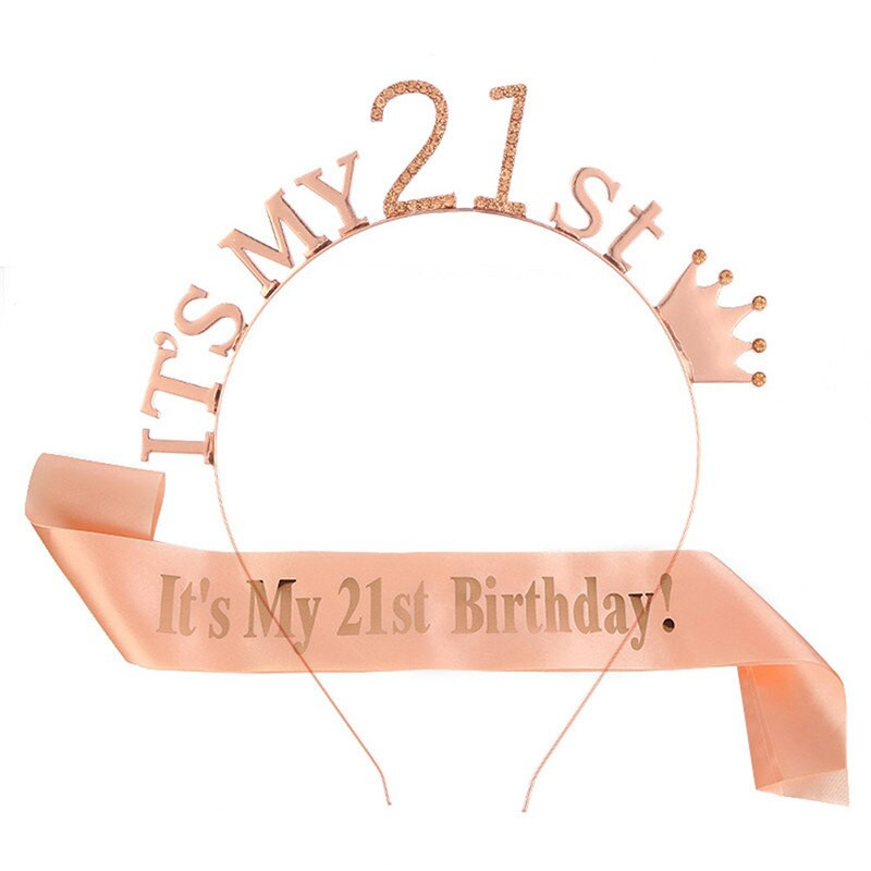 1 Σετ It Is My 13 16 18 21 30 40 50 60 70 80 Birthday Party Satin Sash Crown Tiara Headband Happy Birthday Προμήθειες