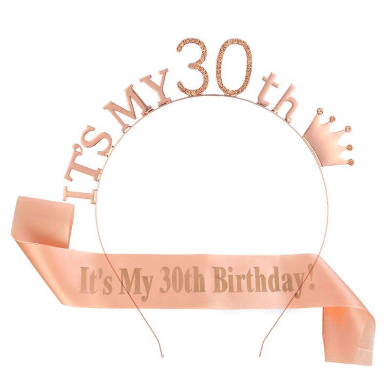 1 Σετ It Is My 13 16 18 21 30 40 50 60 70 80 Birthday Party Satin Sash Crown Tiara Headband Happy Birthday Προμήθειες