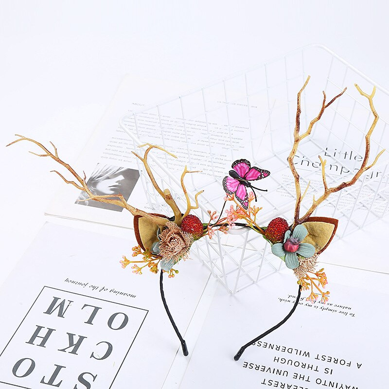 Božićne trake za glavu s gotičkim rogovima s jelenjim rogovima Cosplay haljina za glavu Božićni kostim Božićni ukras Traka za kosu Obruč za kosu Rekviziti za fotografije