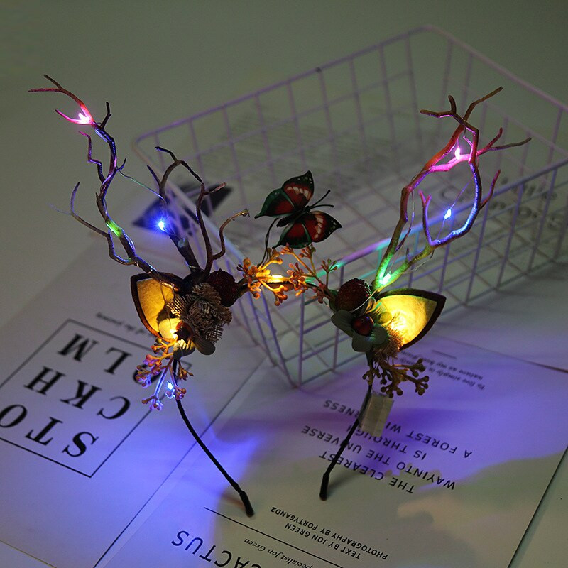 Božićne trake za glavu s gotičkim rogovima s jelenjim rogovima Cosplay haljina za glavu Božićni kostim Božićni ukras Traka za kosu Obruč za kosu Rekviziti za fotografije