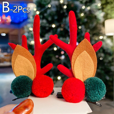 1 Ζεύγος Κορίτσια Αστεία στολίδια για τα μαλλιά Αυτιά ελαφιού Κομμωτή χριστουγεννιάτικη φουρκέτα ελαφιού Χριστουγεννιάτικη Παιδική κεφαλή Χιονάνθρωπος Χαριτωμένο κλιπ μαλλιών