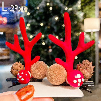 1 Ζεύγος Κορίτσια Αστεία στολίδια για τα μαλλιά Αυτιά ελαφιού Κομμωτή χριστουγεννιάτικη φουρκέτα ελαφιού Χριστουγεννιάτικη Παιδική κεφαλή Χιονάνθρωπος Χαριτωμένο κλιπ μαλλιών