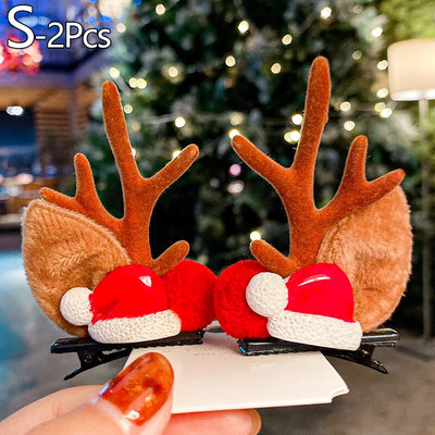 1 Ζεύγος Κορίτσια Αστεία στολίδια για τα μαλλιά Αυτιά ελαφιού Κομμωτή χριστουγεννιάτικη φουρκέτα ελαφιού Χριστουγεννιάτικη Παιδική κεφαλή Χιονάνθρωπος Χαριτωμένο κλιπ μαλλιών