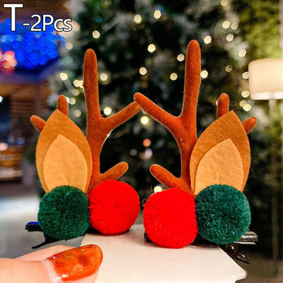 1 Ζεύγος Κορίτσια Αστεία στολίδια για τα μαλλιά Αυτιά ελαφιού Κομμωτή χριστουγεννιάτικη φουρκέτα ελαφιού Χριστουγεννιάτικη Παιδική κεφαλή Χιονάνθρωπος Χαριτωμένο κλιπ μαλλιών