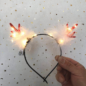 Christmas Headband Hairband Deer Luminous Hair Band Χριστουγεννιάτικο δέντρο Headband Head Hoop Headwear Xmas Navidad Party Kids Favor Gif