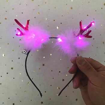 Christmas Headband Hairband Deer Luminous Hair Band Χριστουγεννιάτικο δέντρο Headband Head Hoop Headwear Xmas Navidad Party Kids Favor Gif