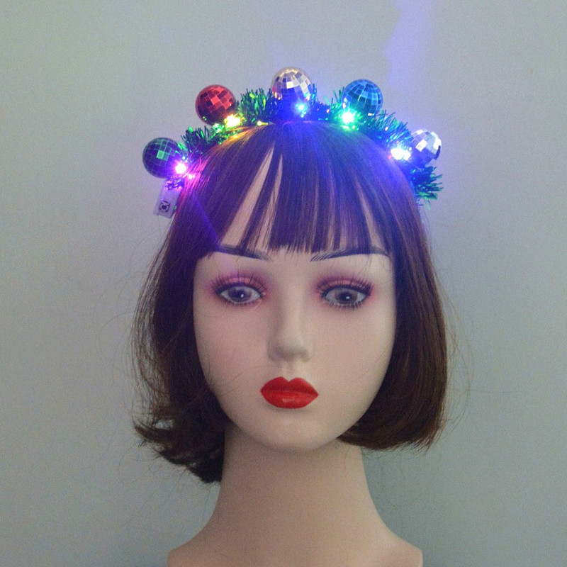 Lumini LED verzi pentru petrecere, luminoase festive, adulți, copii, bentiță, bile, benzi pentru păr, decorațiuni de Crăciun, 2023