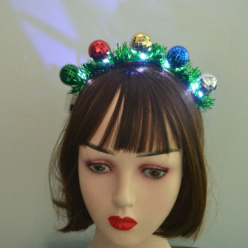 Lumini LED verzi pentru petrecere, luminoase festive, adulți, copii, bentiță, bile, benzi pentru păr, decorațiuni de Crăciun, 2023