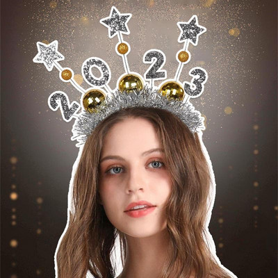 2023 Happy New Year Tiara With Stars Happy New Year Light Up Headband Happy New Year Star Headband Tiara για Πρωτοχρονιάτικο πάρτι ακόμη