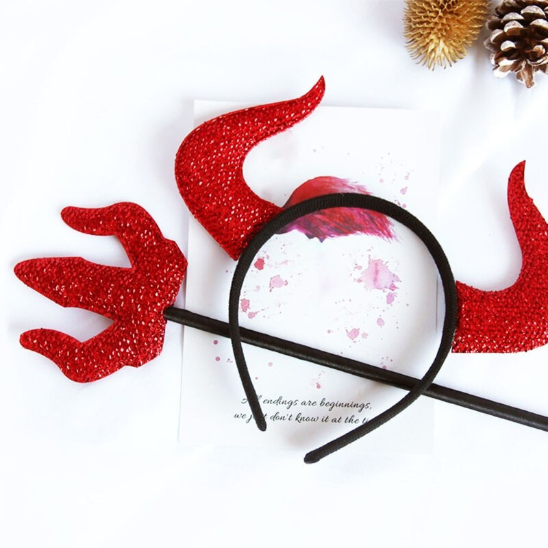 1 set Diavol coarne de vacă bentiță ac de păr jucărie accesorii pentru rochii de lux pentru Halloween Masquerade pentru decorațiuni de petrecere de recuzită