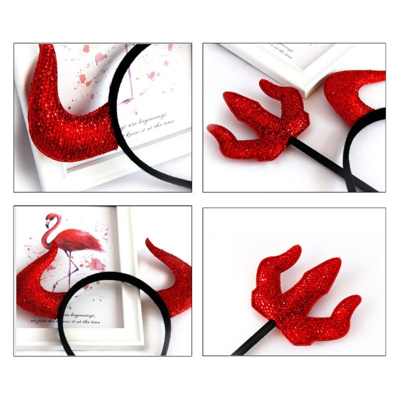 1 set Diavol coarne de vacă bentiță ac de păr jucărie accesorii pentru rochii de lux pentru Halloween Masquerade pentru decorațiuni de petrecere de recuzită