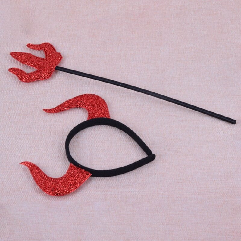 1 set Diavol coarne de vacă bentiță ac de păr jucărie accesorii pentru rochii de lux pentru Halloween Masquerade pentru decorațiuni de petrecere de recuzită