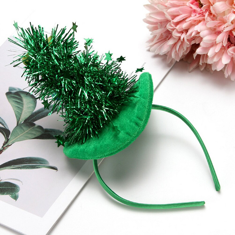 Božićna traka za glavu Šešir Pokrivala za kosu Kostim Blagdanska šljokica Zvjezdica Božićni bopper Pokrivala za glavu Dodaci za glavu za zabavu Obruč Drvo