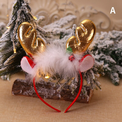 Djed Mraz Drvo Elk Rogovi Božićne trake za glavu Pokrivala za glavu za djecu i odrasle Ukras sob Božićni ukras Baršunasta zvonasta traka za glavu od rogova