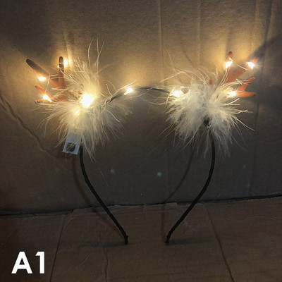 New Luminous Antlers Headband Christmas Party Headband Angel Wreath Pearl Cosplay Concert Luminous Headwear Παιδικά δώρα