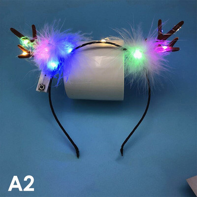 New Luminous Antlers Headband Christmas Party Headband Angel Wreath Pearl Cosplay Concert Luminous Headwear Παιδικά δώρα