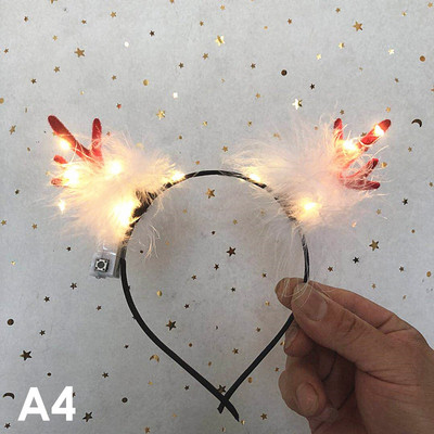 New Luminous Antlers Headband Christmas Party Headband Angel Wreath Pearl Cosplay Concert Luminous Headwear Παιδικά δώρα