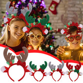 1kom Božićna traka za glavu Božićna traka za glavu s sobovima i rogovima Sretan Božić Pokrivala za glavu Blagdanska zabava