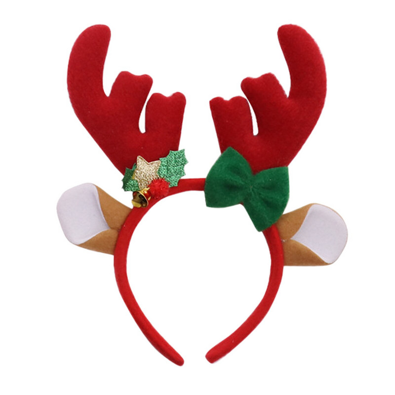 1kom Božićna traka za glavu Božićna traka za glavu s sobovima i rogovima Sretan Božić Pokrivala za glavu Blagdanska zabava