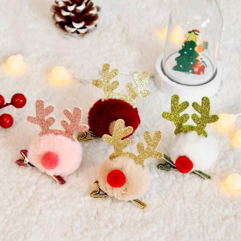 Božićna plišana ukosnica Plišana kugla Zimska dječja ukosnica Gornja kopča Elk Pačji kljun Rogovi Božićni dodaci za kosu