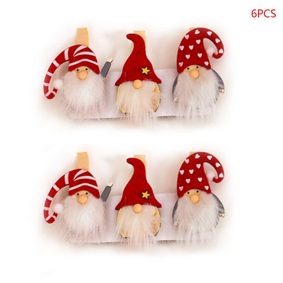 6gab Ziemassvētku zviedru rūķu rotājumi koka klipši DIY fotopapīrs pastkartes skavas Amatniecība