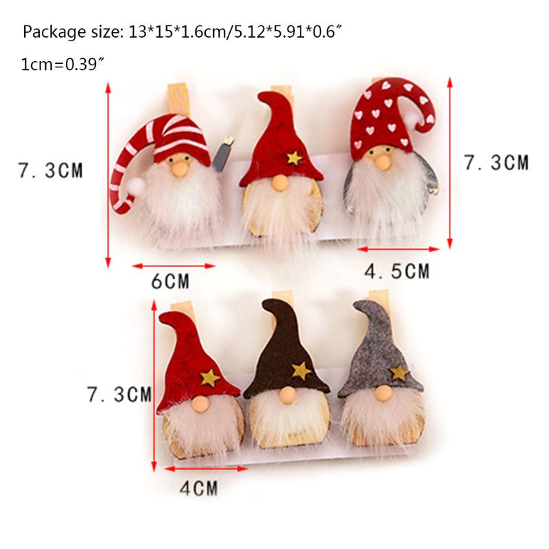 6gab Ziemassvētku zviedru rūķu rotājumi koka klipši DIY fotopapīrs pastkartes skavas Amatniecība