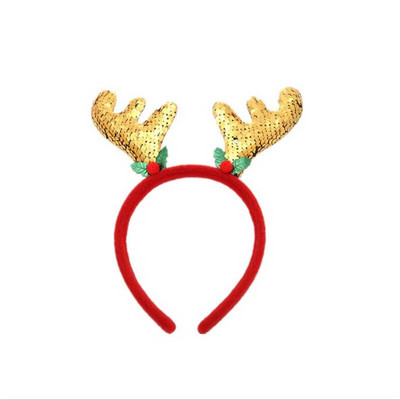 20X22cm bentite decorative de Crăciun pentru copii, adulți, decorațiuni pentru petreceri, cataramă cu coarne de paiete, decorațiuni de Crăciun