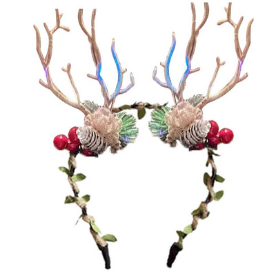 Lastele hirve peapael Jõulupeapael sarvedega lilledega juuksekaunistused. Sarvele pühade juukserõngas Cosplay peapael pidude jaoks