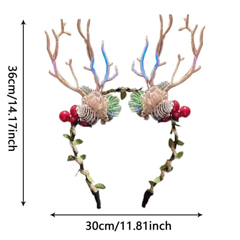 Lastele hirve peapael Jõulupeapael sarvedega lilledega juuksekaunistused. Sarvele pühade juukserõngas Cosplay peapael pidude jaoks