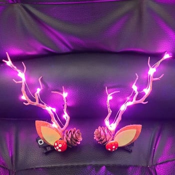 Нова LED лента за глава с еленови рога Deer Ear Flower Glow Light Crown Christmas Party Cosplay Birthday Wedding Navidad Decoration