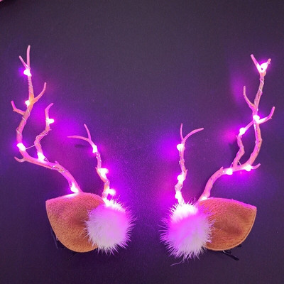 Νέο κεφαλόδεσμο LED Reindeer Antler Deer Ear Flower Glow Light Χριστουγεννιάτικο πάρτι Cosplay Γάμος Γενέθλια Navidad Διακόσμηση