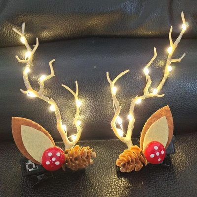 Νέο κεφαλόδεσμο LED Reindeer Antler Deer Ear Flower Glow Light Χριστουγεννιάτικο πάρτι Cosplay Γάμος Γενέθλια Navidad Διακόσμηση