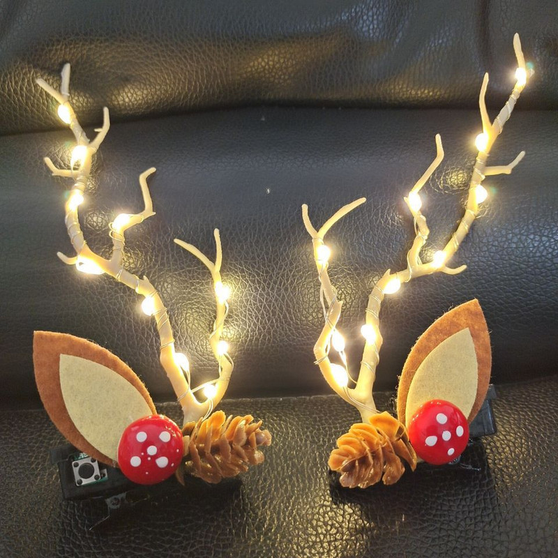 Νέο κεφαλόδεσμο LED Reindeer Antler Deer Ear Flower Glow Light Χριστουγεννιάτικο πάρτι Cosplay Γάμος Γενέθλια Navidad Διακόσμηση