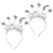 Peapael Uusaasta Staar Jõulupidu Juuksed Eve Moon Tinsel Hoops Glitter Crown Aastate peakate Peakate Juuksepael Bopper