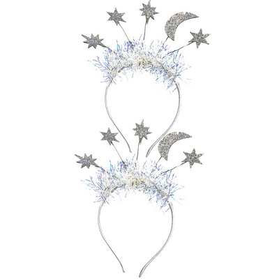 Peapael Uusaasta Staar Jõulupidu Juuksed Eve Moon Tinsel Hoops Glitter Crown Aastate peakate Peakate Juuksepael Bopper