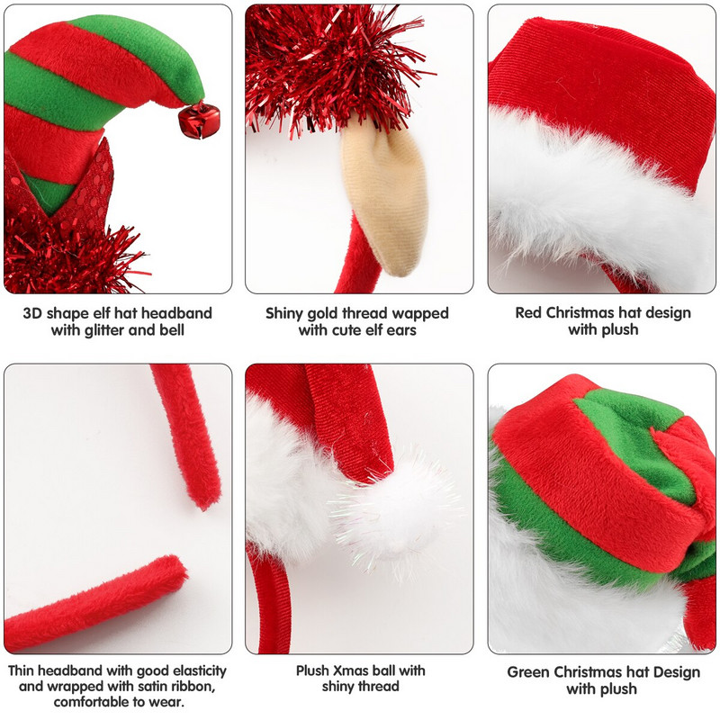 Božićna kapa Trake za glavuSanta Traka za kosu Traka za glavu Dječja odjeća Obruči za drvce Vilenjak Mraz Ženska pokrivala za glavu Dodaci Trake Traka za kosu za odrasle