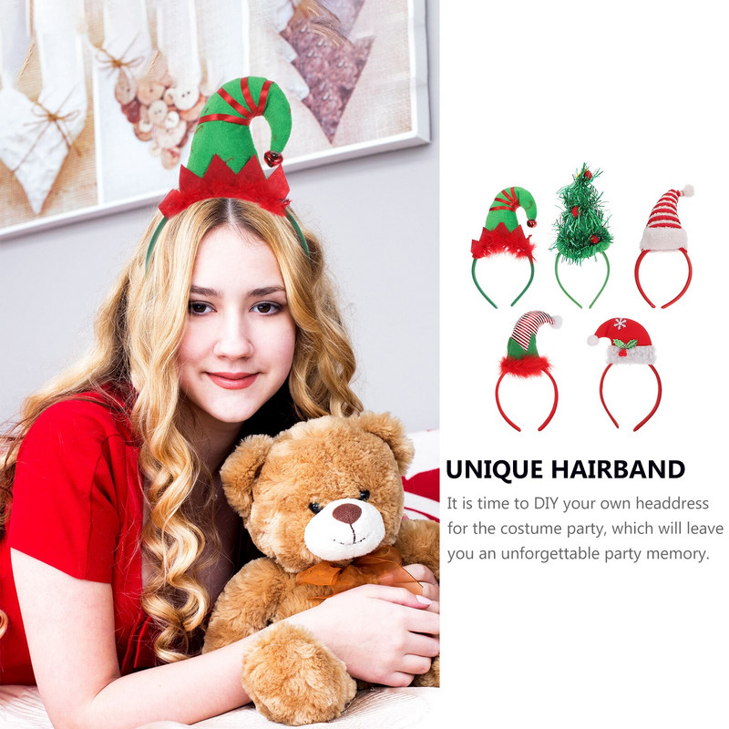 Traka za glavu Božićna kapa Vilenjački sob Djed Božićnjak Obruč za kosu Ukrasi za glavu Dječje uši Pokrivala za glavu Blagdansko drvce Traka za kosu za zabavu
