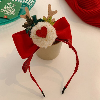 2021. Nova rasprodaja, 1 kom. Božićna traka za glavu s mašnom od rogovlja Ženska izvrsna božićna traka za kosu, blagdanska traka za glavu