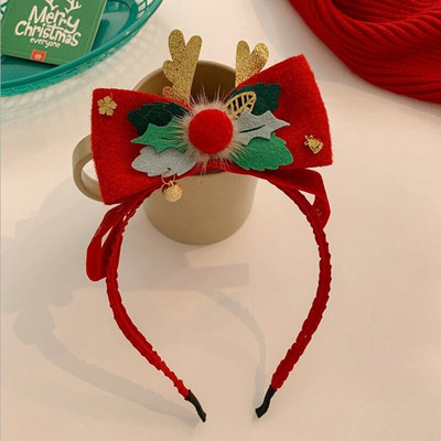 2021. Nova rasprodaja, 1 kom. Božićna traka za glavu s mašnom od rogovlja Ženska izvrsna božićna traka za kosu, blagdanska traka za glavu