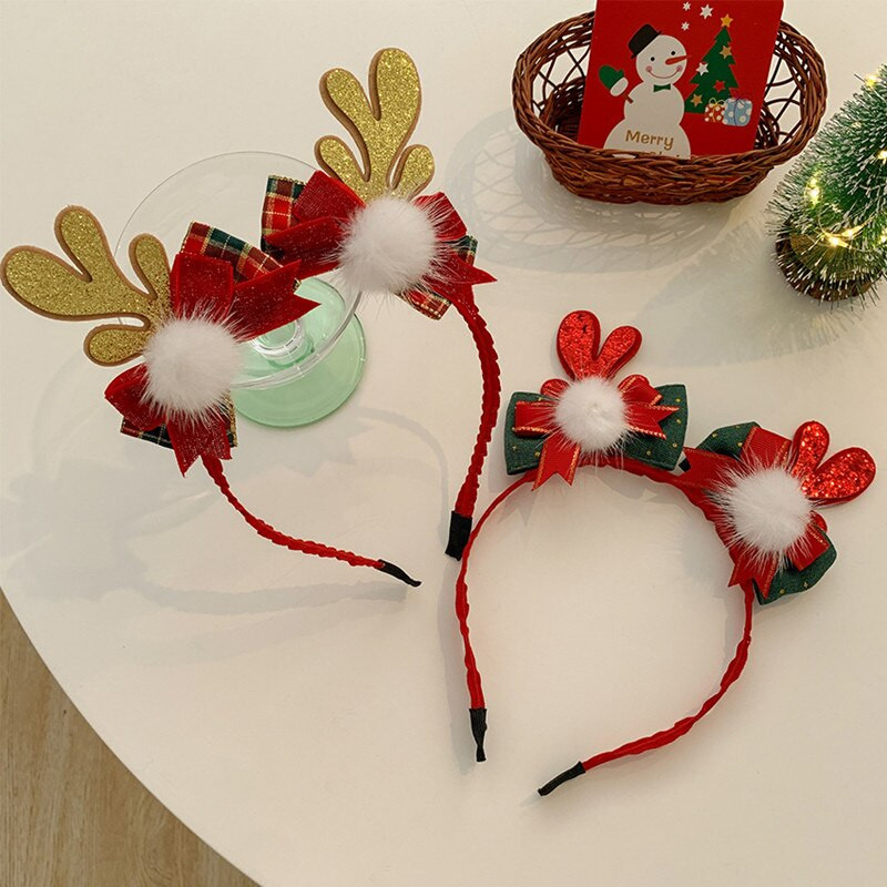 2021. Nova rasprodaja, 1 kom. Božićna traka za glavu s mašnom od rogovlja Ženska izvrsna božićna traka za kosu, blagdanska traka za glavu