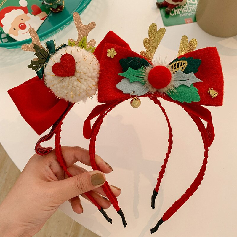 2021. Nova rasprodaja, 1 kom. Božićna traka za glavu s mašnom od rogovlja Ženska izvrsna božićna traka za kosu, blagdanska traka za glavu