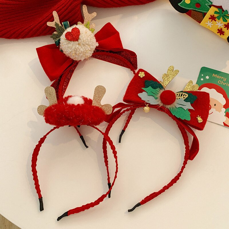 2021. Nova rasprodaja, 1 kom. Božićna traka za glavu s mašnom od rogovlja Ženska izvrsna božićna traka za kosu, blagdanska traka za glavu