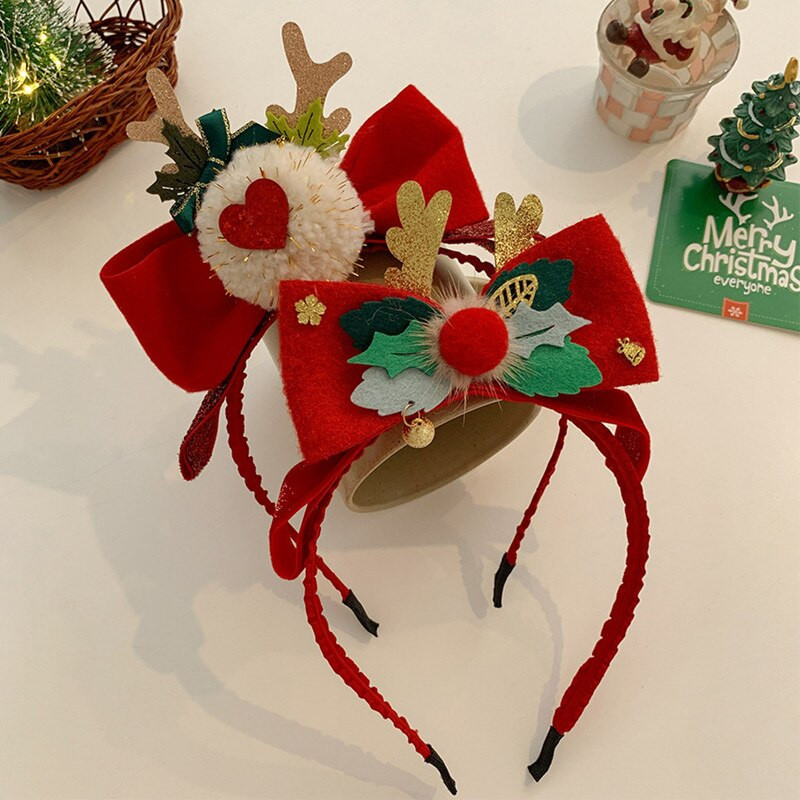 2021. Nova rasprodaja, 1 kom. Božićna traka za glavu s mašnom od rogovlja Ženska izvrsna božićna traka za kosu, blagdanska traka za glavu