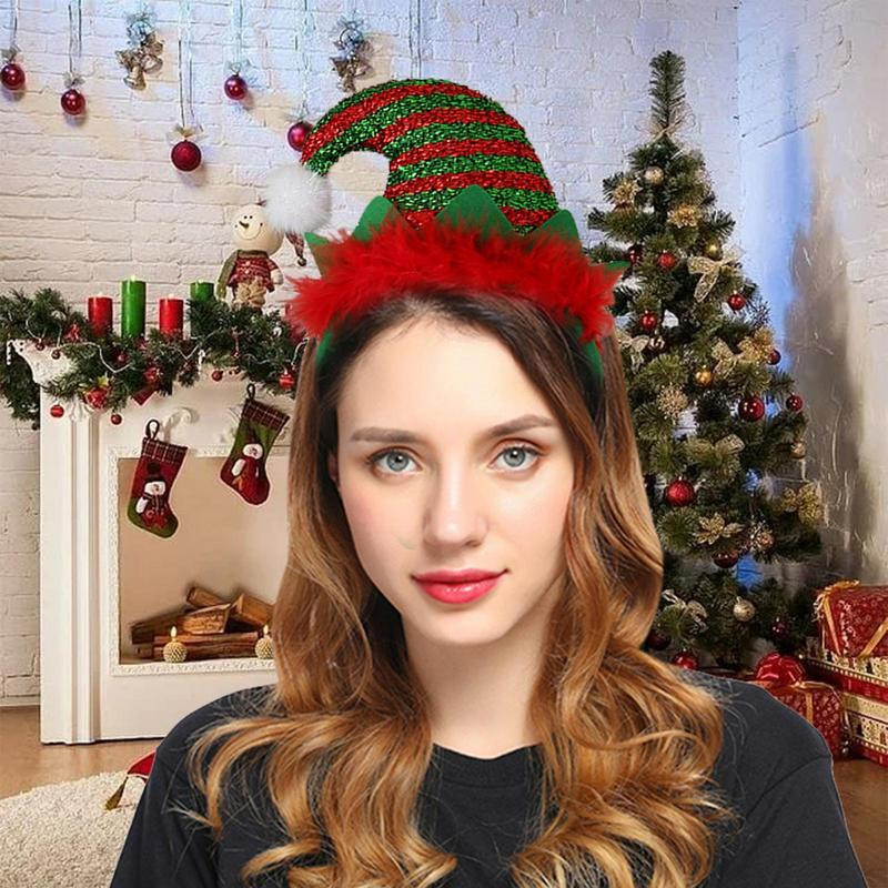 Bandă de Crăciun cu sclipici cu lumini LED Costum de petrecere de Crăciun Crăciun pentru cap Iluminează Favorurile de petrecere de Anul Nou Cadouri pentru copii