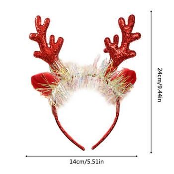 Блестящ коледен обръч за коса с еленов рог Очарователна коледна шапка с еленов рог Аксесоари за костюми за косплей за вечеринка